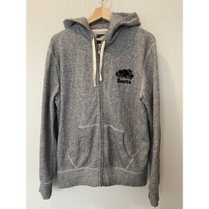 Roots Hoodie Medium Gray Canada Full Zip Logo Jacket Heavyweight